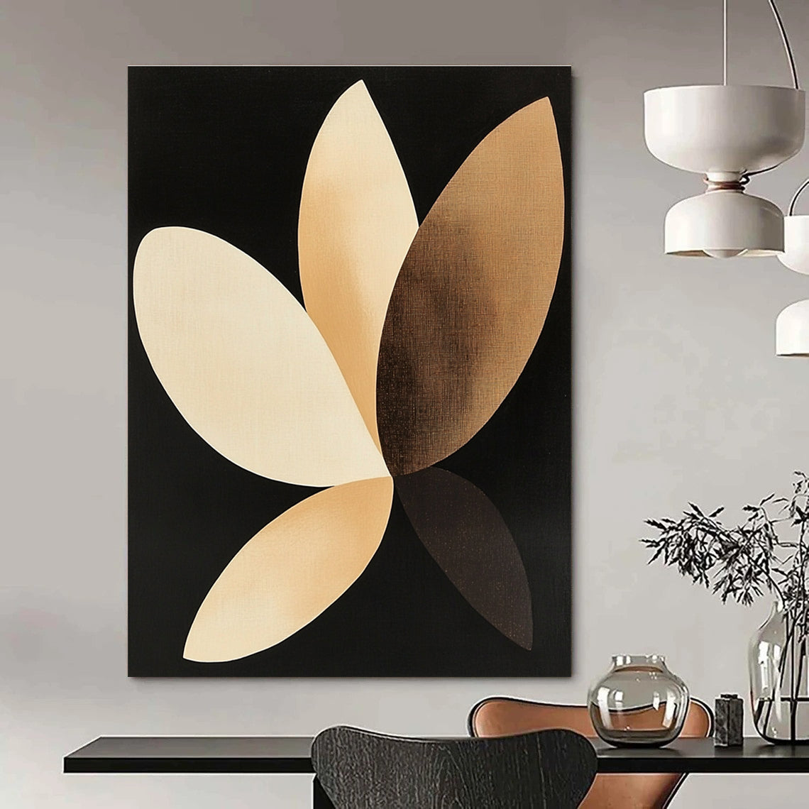 Minimalist Petal Shapes Abstract Painting of Subtle Elegance GAB0130