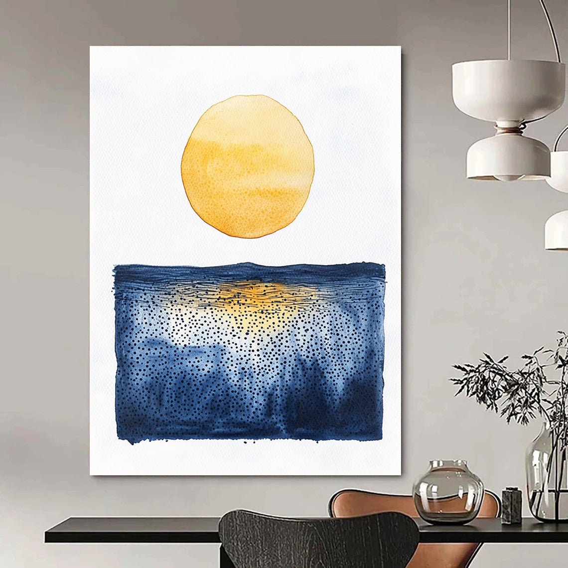 Sun and Sea Dot - Patterned Abstract Painting for Coastal - Themed Balconies GAB0990