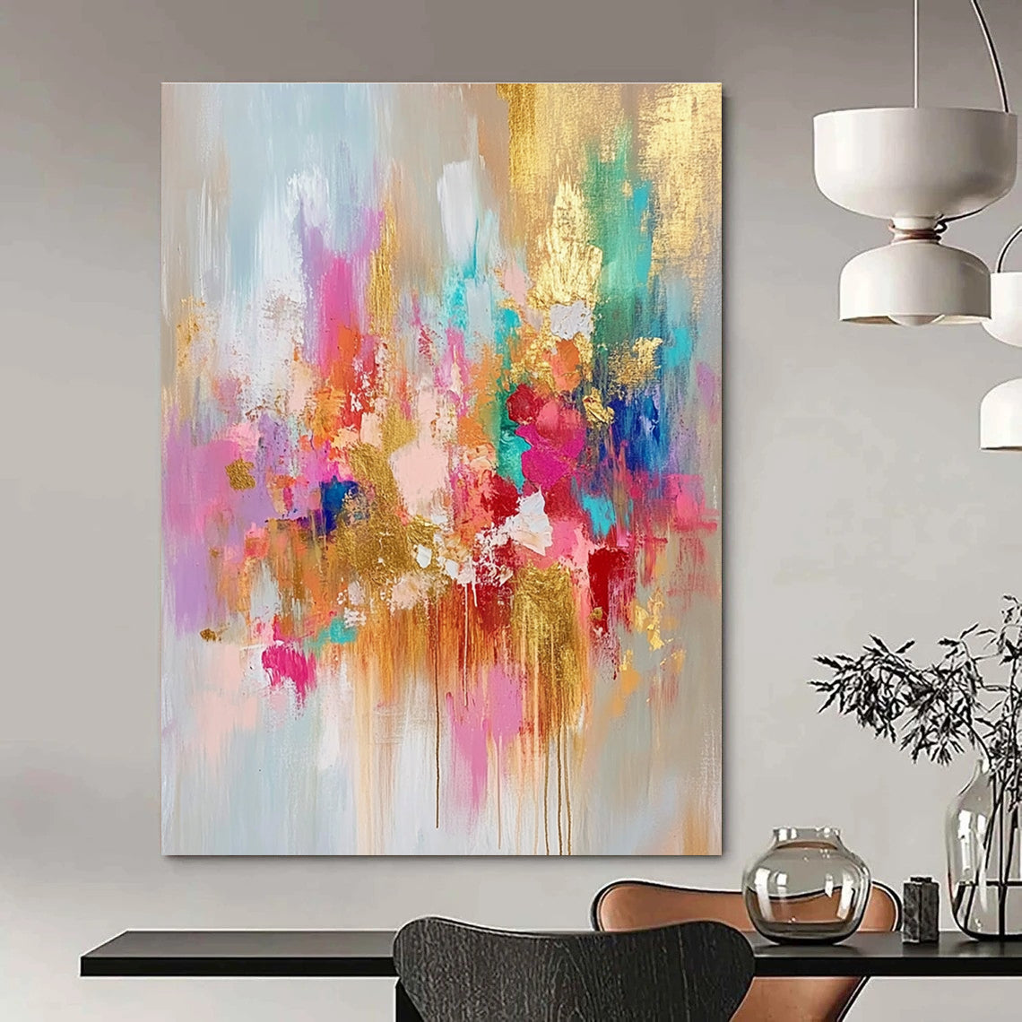 Pastel and Gold Abstract Painting for Feminine - Inspired Boutiques GAB0894