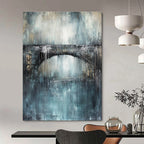 Bridge in Blue Abstract Painting for Ethereal Dining Rooms GAB0786