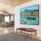 Coastal Boats Abstract Painting for Seaside Resort Lobbies YHT467