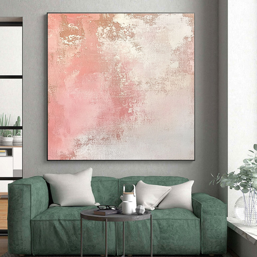 Pink and White Textured Gradient Abstract Painting with Soft Femininity WINK040