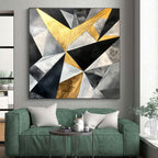 Geometric Gold - Silver Abstract Painting with Luxurious Symmetry WINK446