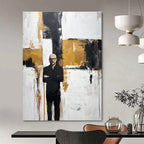 Figure in Black Against Abstract Background - Modern Figurative Abstract Art GAB0457