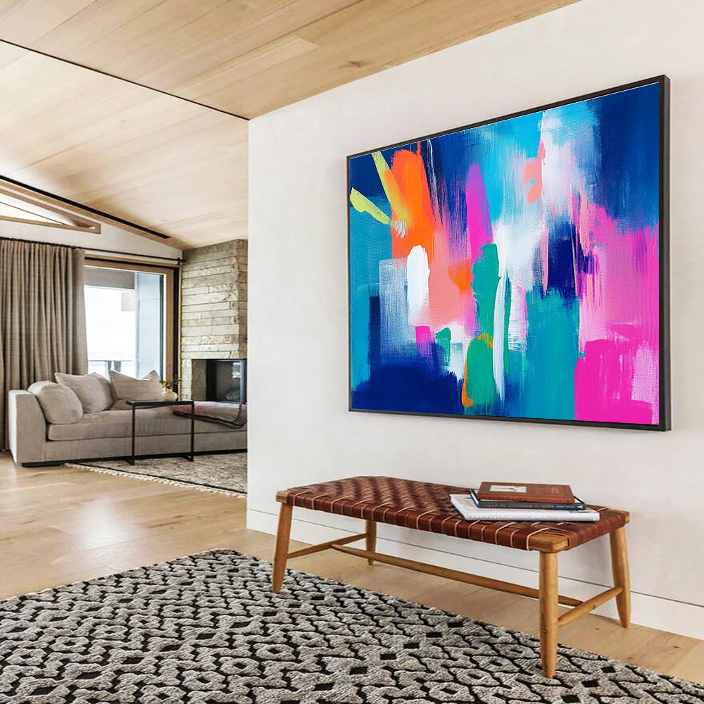 Bright Abstract Shapes: Playful Color Interaction Abstract Painting ABS153