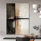 Textured Brown and Black Cross Abstract Painting for Modern Interiors GAB0680