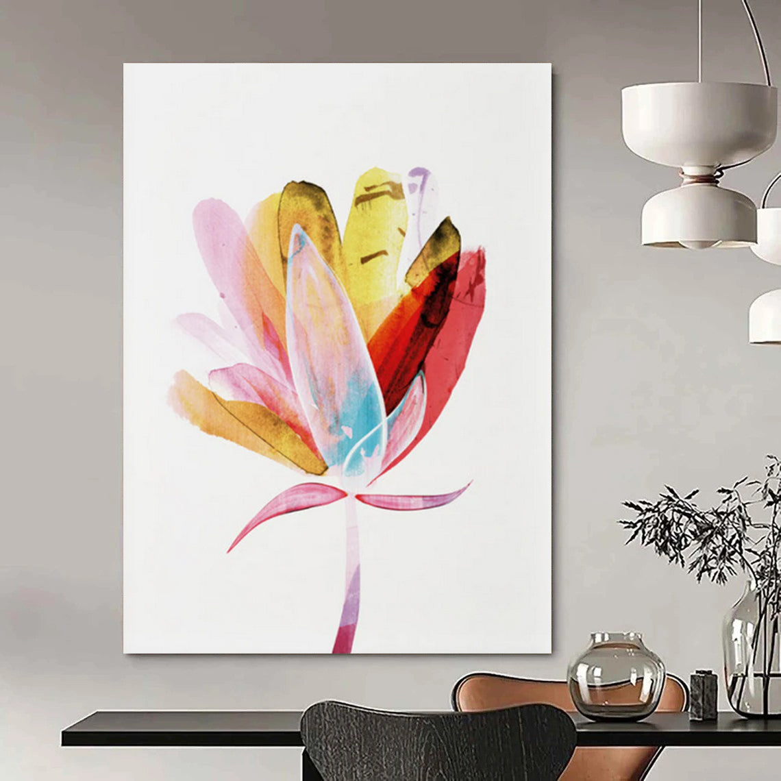 Colorful Abstract Flower Painting for Bright - Themed Kitchens HENG215