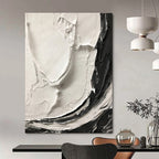 Black - White Textured Swirl Abstract Painting for Art - Centric Living Spaces HENG387