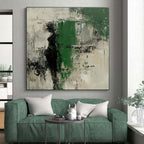 Abstract Figure in Green Painting with Enigmatic Presence WINK526