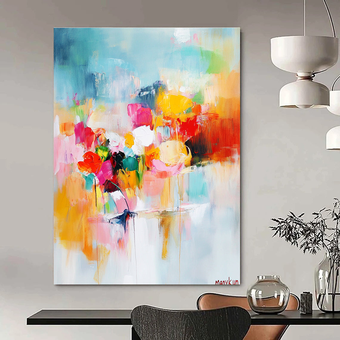 Colorful Flower - Themed Abstract Painting for Art - Loving Gardens GAB0889