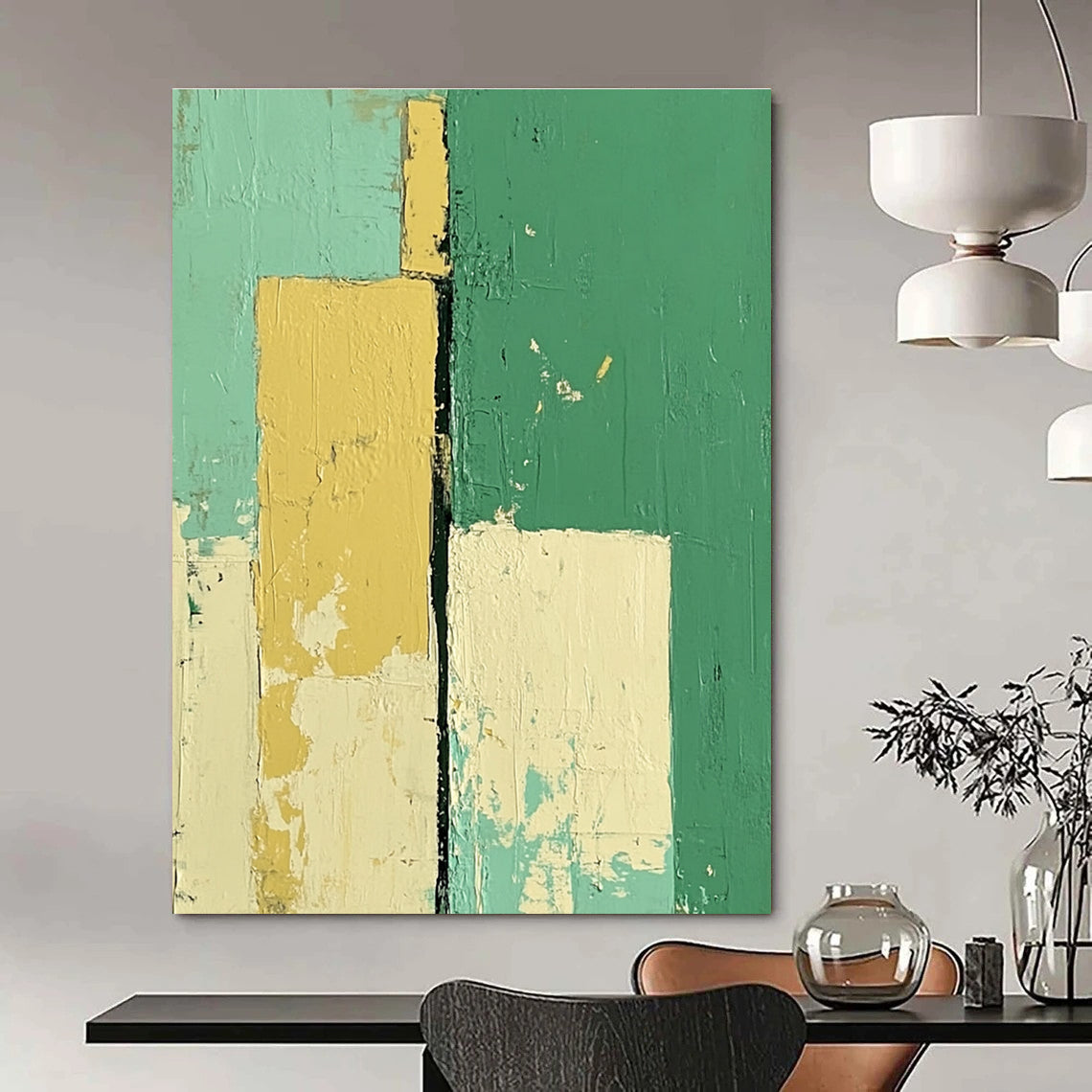 Geometric Color Blocks Abstract Painting of Playful Shapes GAB0139