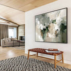 Gray - Green Abstract Blooms Painting with Subtle, Elegant Florals ABS509