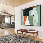 Green and Orange Abstract Shapes with Textured Surfaces Abstract Painting ABS357