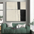 Bold Black and White Lines Abstract Painting with Structured Impact WINK178