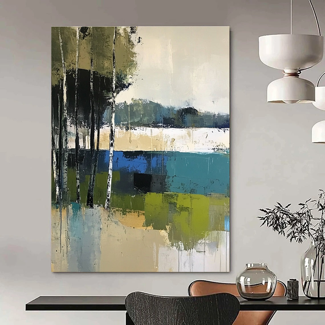Forest Lake Abstract - Contemporary Nature Scene Art GAB0533