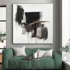 Black - White Abstract Composition Painting with Bold Simplicity WINK353