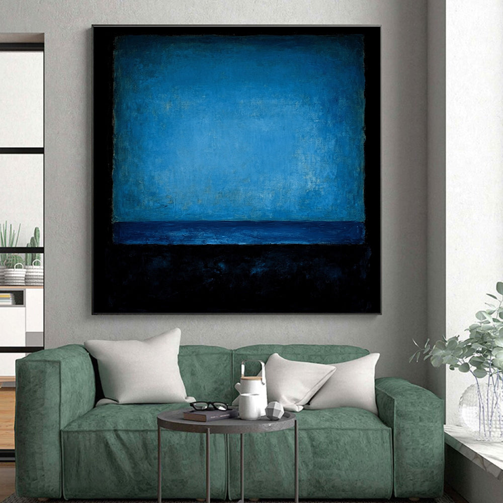 Deep Blue Monochrome Abstract Painting with Quiet Intensity WINK224