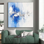 Blue - Silver Abstract Textures Painting with Subtle Opulence WINK391
