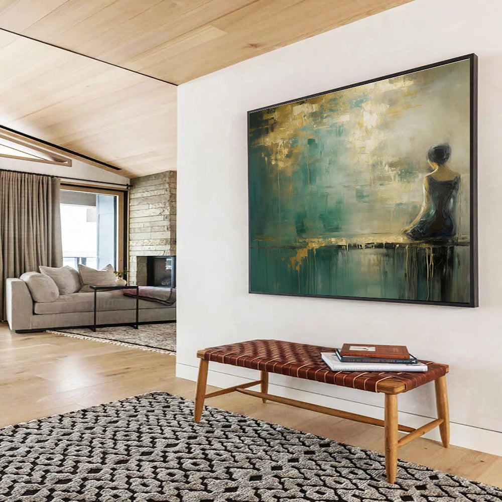 Woman by the Water Abstract Painting for Serene Interiors YHT086