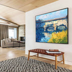 Bridge and Flowers Abstract Painting for Riverfront Restaurant Dining Areas YHT435
