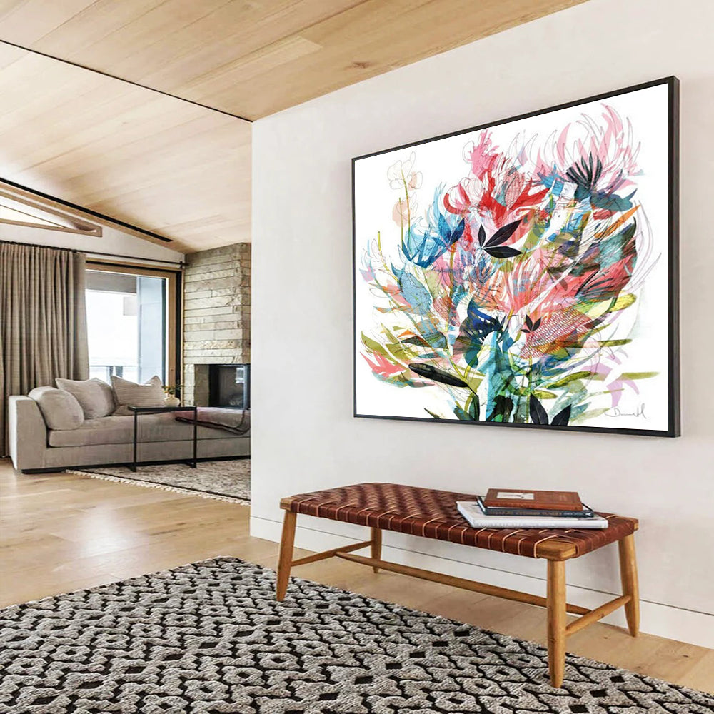 Colorful Floral Abstract Painting for Feminine Interiors YHT138