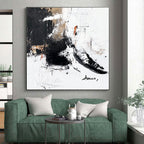 Accented Black - White Abstract Painting with Subtle Intrigue WINK356