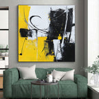 Yellow Black White Abstract Painting with Dynamic Energy WINK511