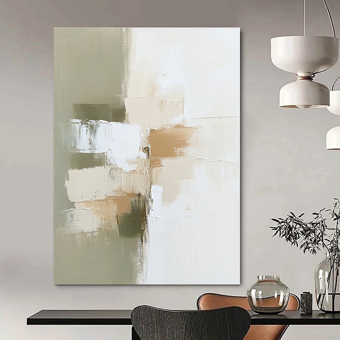 Neutral Tone Abstract Painting for Calm Office Reception Areas GAB0847