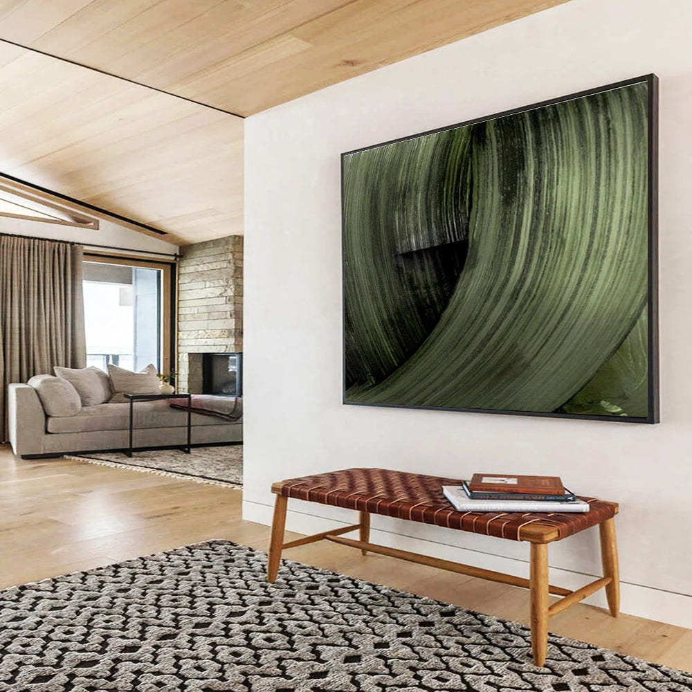 Green Swirl Abstract Painting for Eco - Friendly Spaces YHT123