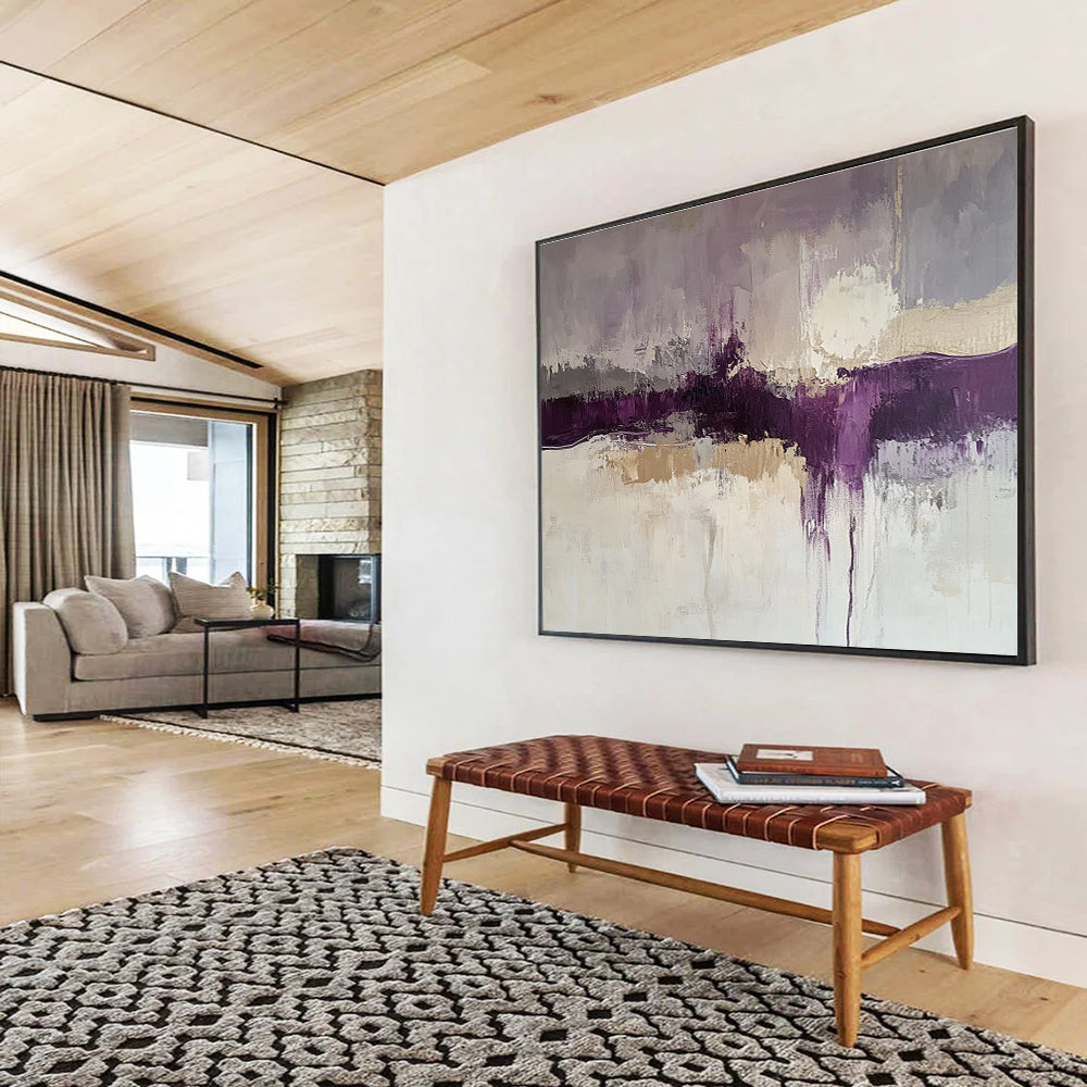 Purple - Toned Abstract Landscape Painting with Subtle Color Blends ABS248