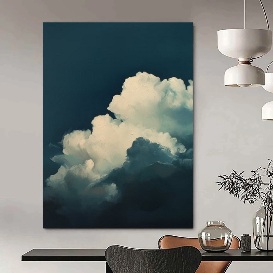 Soft Clouds Abstract Painting for Coastal Bedroom Ceiling Areas HENG015