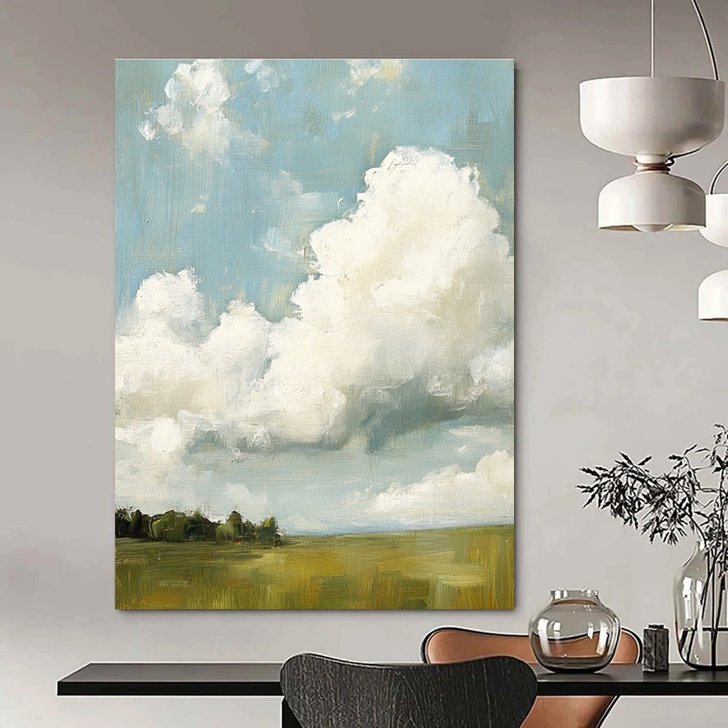 Cloudy Field Abstract Painting for Minimalist Farmhouse Decor GAB1289