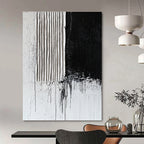 Black and White Drip Abstract Painting for Industrial - Styled Lofts GAB1025