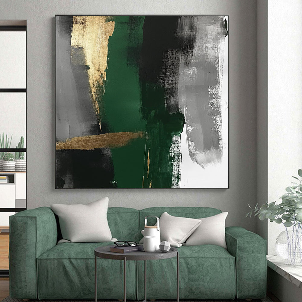 Green Gold Abstract Painting with Luxe Serenity WINK755
