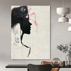 Silhouette with Pink Accents Abstract Painting of Feminine Grace GAB0230