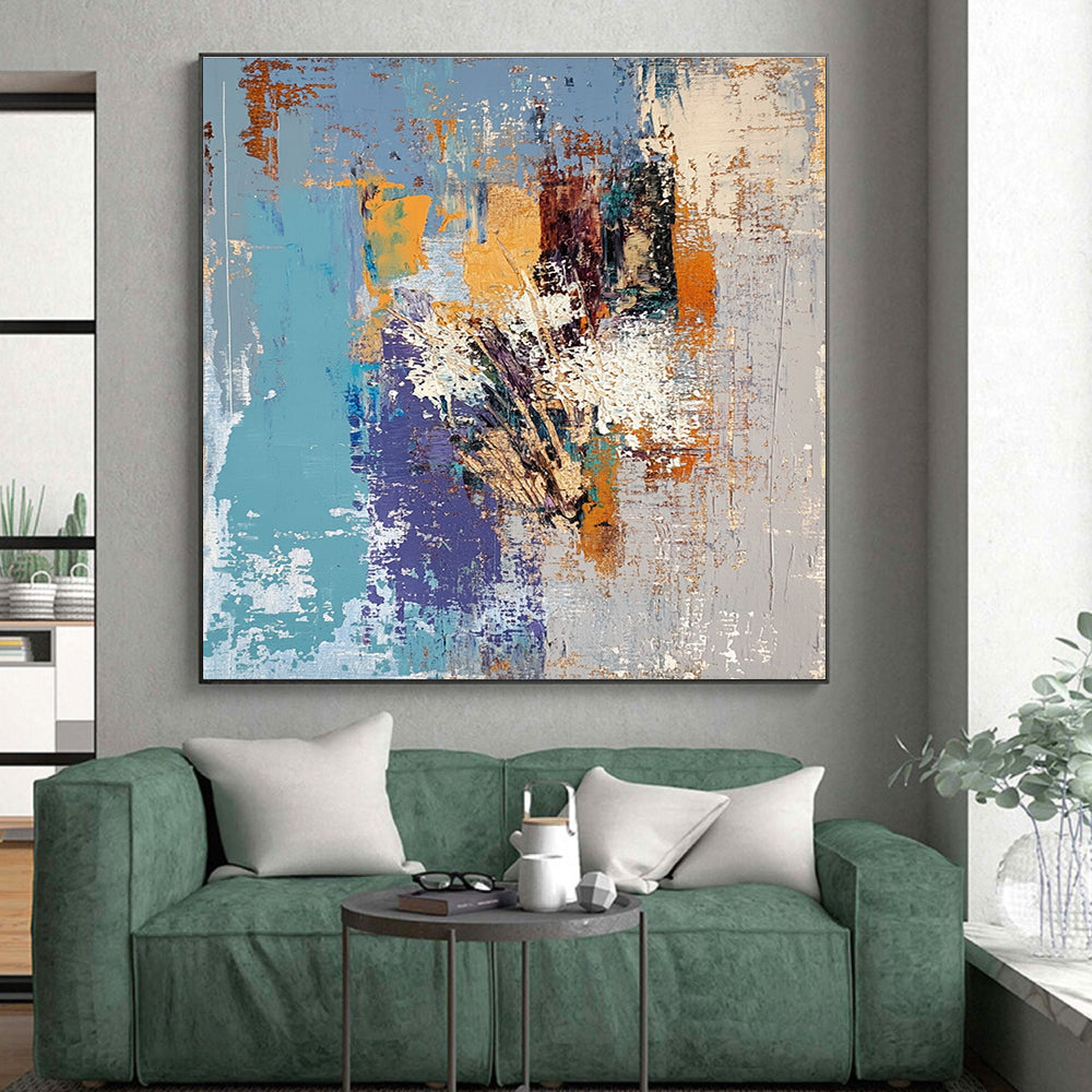 Blue Orange Abstract Painting with Warm - Cool Harmony WINK759