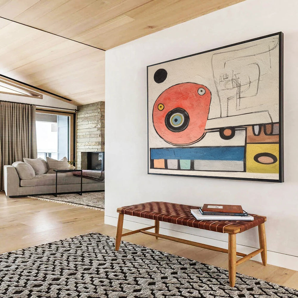 Whimsical Abstract Forms Painting with Retro Vibes YHT004
