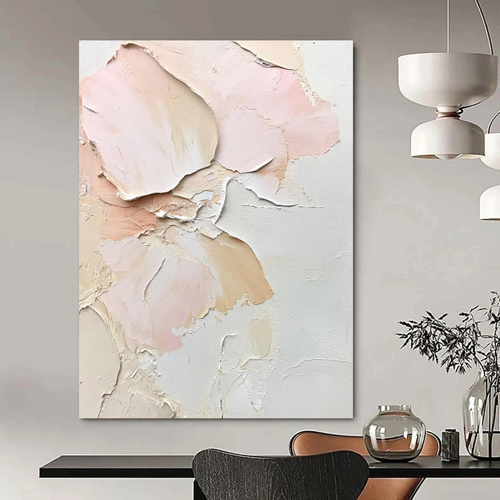 Textured Pink Flower Abstract - Tactile Botanical Abstract Art GAB0513