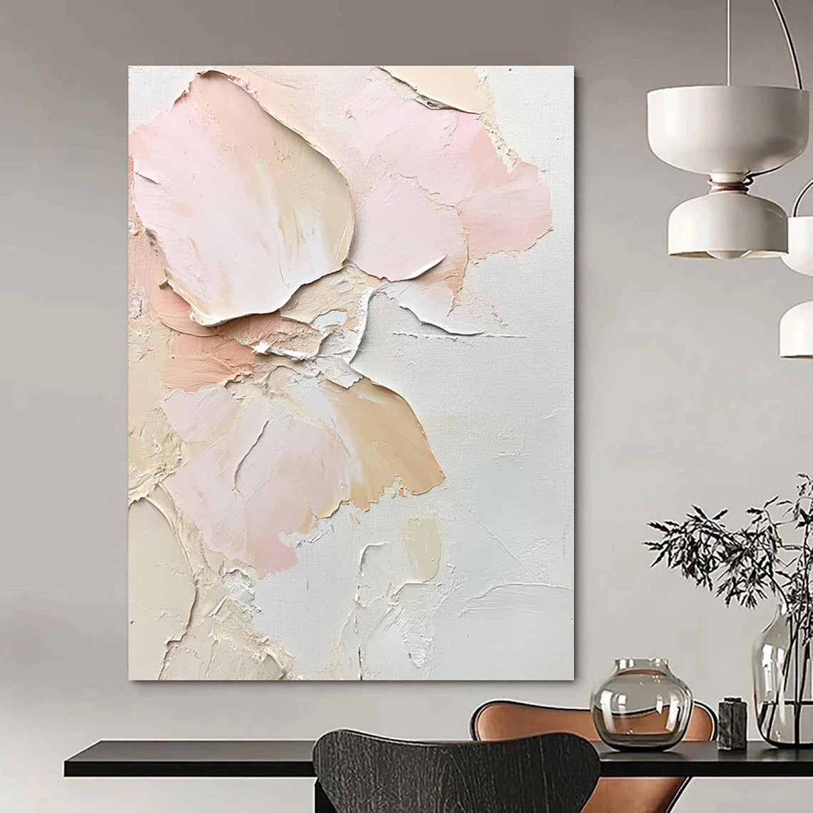 Textured Pink Flower Abstract - Tactile Botanical Abstract Art GAB0513