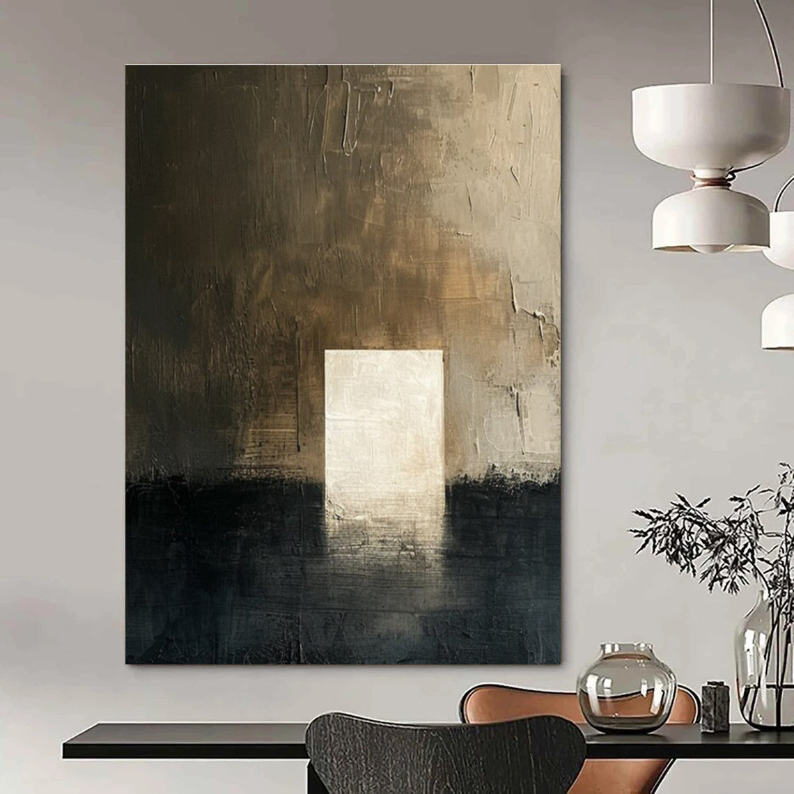 Dark Light Abstract Painting for Industrial - Style Lounges HENG008