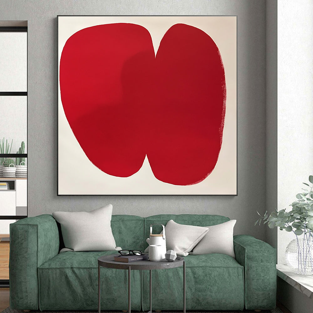 Bold Red Organic Shape Abstract Painting with Striking Simplicity WINK262