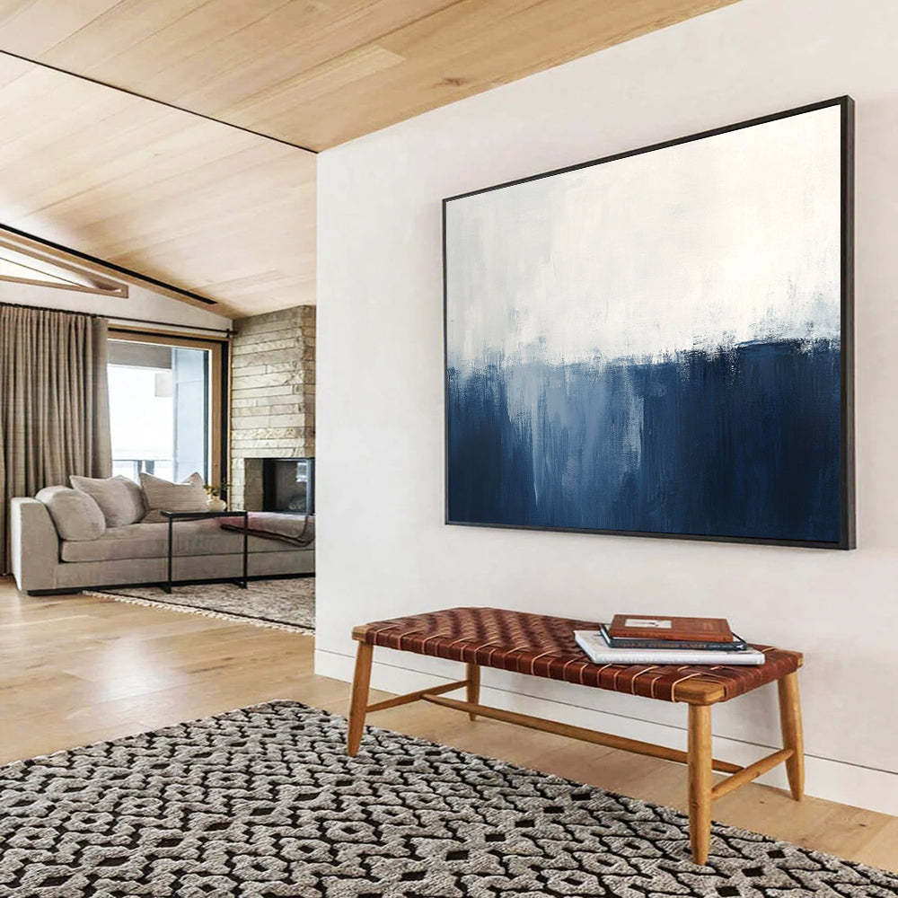 Blue - White Abstract Horizon Painting ABS188