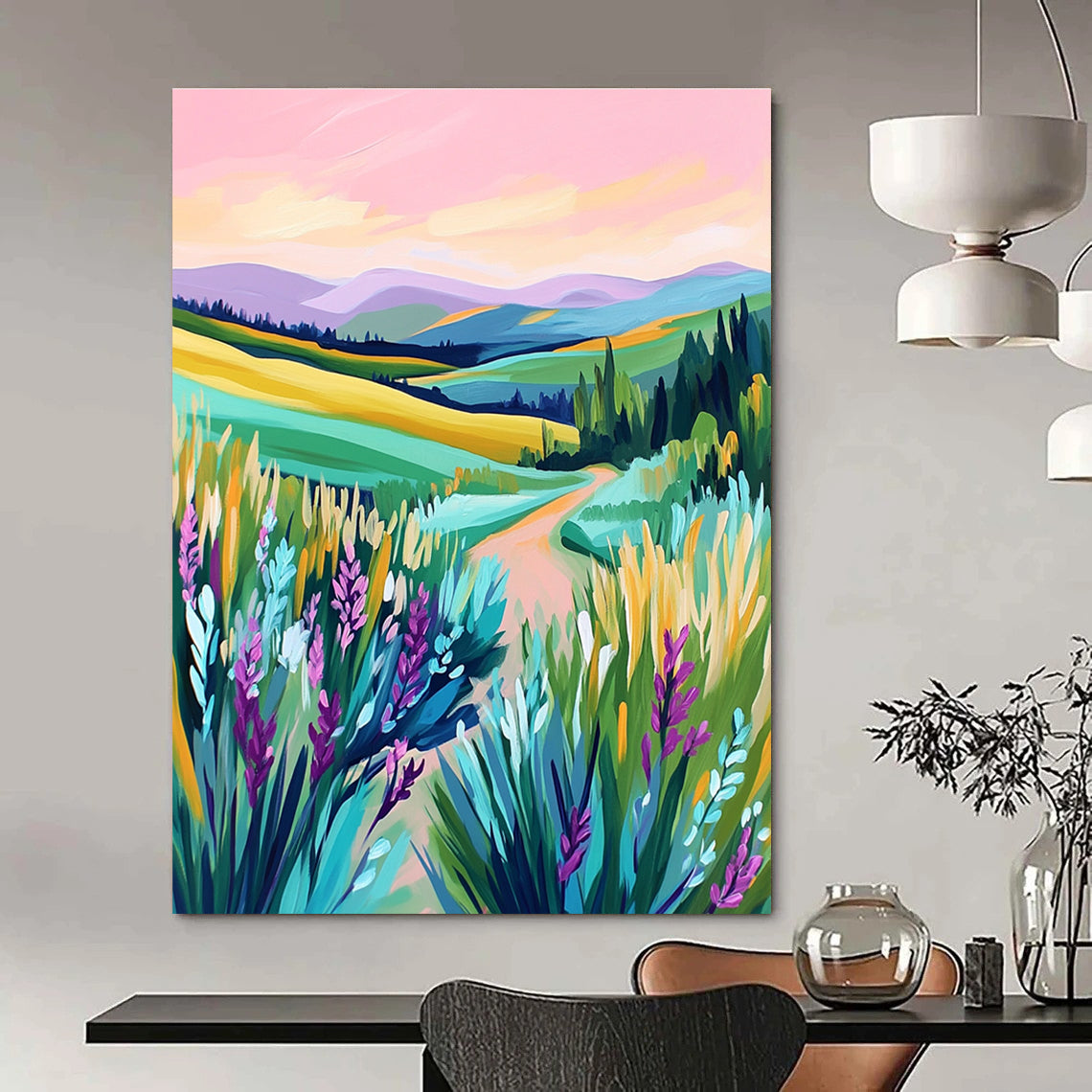Colorful Rolling Hills Landscape - Modern Impressionist Art GAB0386