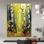 Summer Birch Forest Vibrant Abstract Painting for Lively Spaces GAB1432
