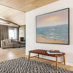 Textured Seaside Abstract Painting for Beachfront Galleries YHT184