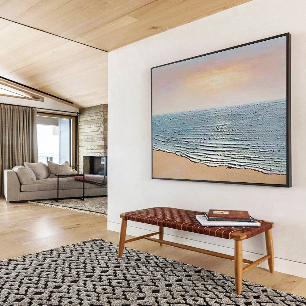 Textured Seaside Abstract Painting for Beachfront Galleries YHT184