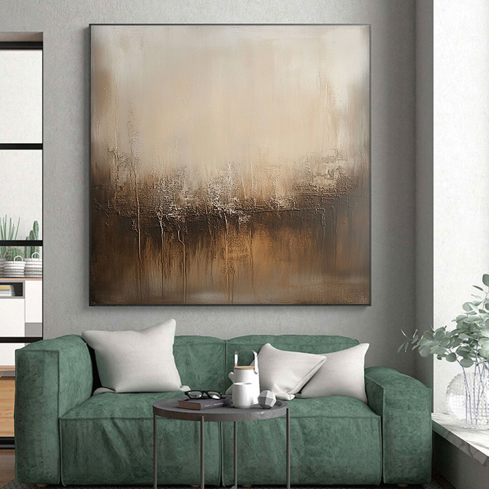 Textured Beige and Brown Gradient Abstract Painting with Tactile Warmth WINK036