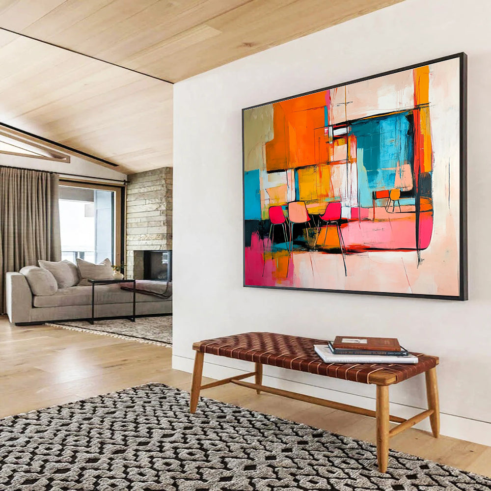 Abstract Interior Scene Painting with Vibrant, Modern Spatial Energy ABS500