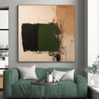 Green Black Abstract Painting with Bold Contrast WINK776