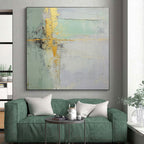 Green Gold Gray Abstract Painting with Calm Refinement WINK529